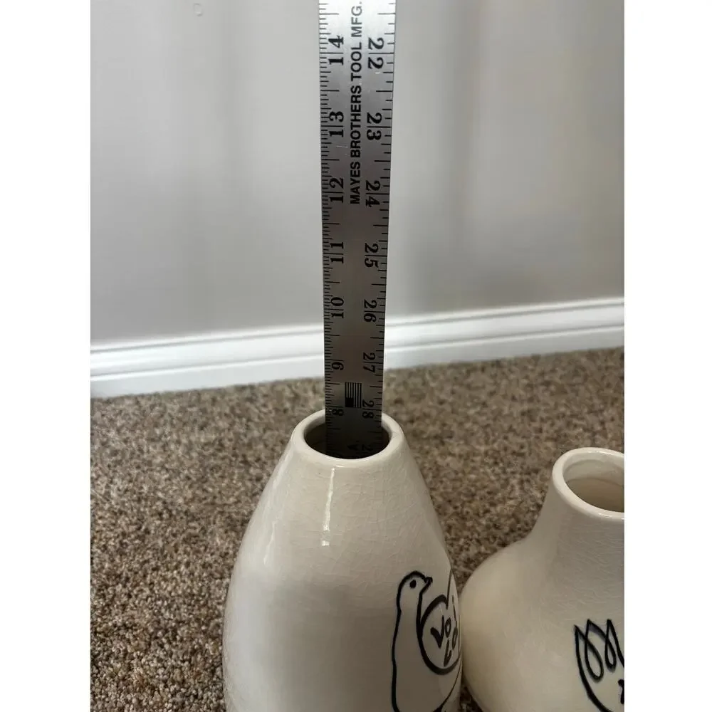Creative Co-op, bird themed decorative ceramic vases with French inspired text